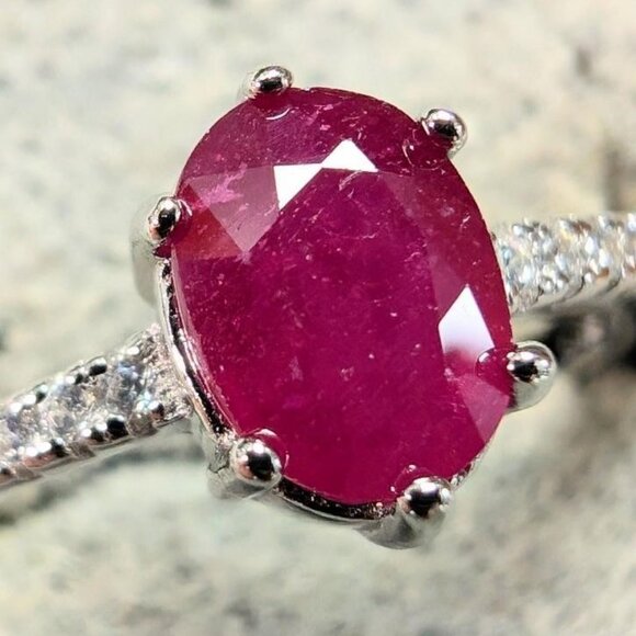 Silver Ruby 1Ct Ring Size 6 1/4 - Picture 1 of 1